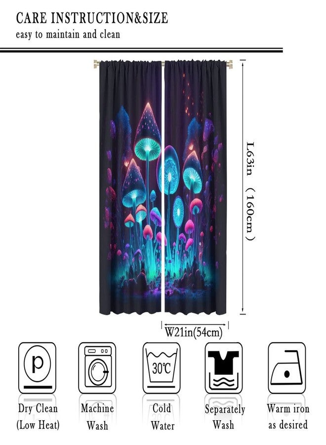 LOMADIA Mushroom Curtain, Retro Abstract Dream Mushroom Home Decor Windows Rod Pocket Curtain for Bedroom Living Room Kitchen Office Drapes 42x63in - Image 2